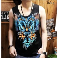 Yc collection - Men's Singlet with Owl Batik image Singlet Slim Fit Men
