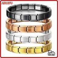 AIRUIFU Italian Modules, Square Stretchable Italy Bracelets,  Stainless Steel Italian Charm Bracelet