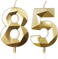85th Birthday Candles, Number 85 Candle, Gold Candles, Birthday Candle for Cake, Happy Birthday Cand