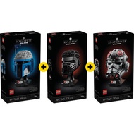 LEGO Star Wars 75415 Kylo Ren / 75408 Jango Fett /  75429 AT-AT Driver Helmet Bundle