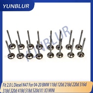 8x Intake & 8x Exhaust Valve Kit Fit 2.0 L Diesel N47 For 04-20 BMW 118d 120d 218d 220d 316d 318d 32