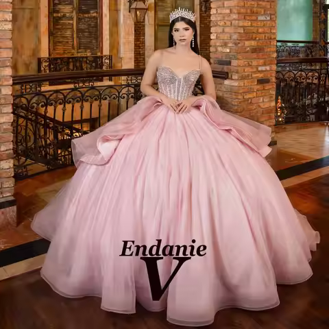 Vendanie Dapper Quinceanera Dresses with Rhinestones Bowknot Spaghetti Straps Sweetheart Robe Prince