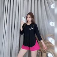 T-shirt 3-sleevedWanita/ 4 Smile Printing Motif