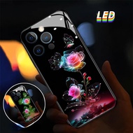 Flower glass LED light glow phone case for Samsung phone case S21+ S21ULTRA S22 S22ULTRA S20ULTRA S23ULTRA S23+ S20 S21 S20+ S22+ S10+ S9 S9+ S24Ultra S24+ S24 Note20ultra