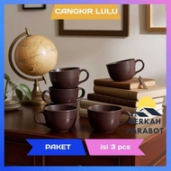 (3 Pcs) Lulu Chocolate Plastic Cups, Coffee Cups, Thick, Shatterproof Tea Cups