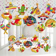 51 Pcs Mexican Fiesta Hanging Swirl Decorations Mexican Fiesta Cinco De Mayo Party Supplies Taco Two