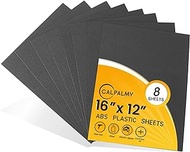 (8-Pack) CalPalmy ABS Plastic Sheets (Black) - 16” x 12” x 1/8” Plastic Sheet - Textured (Front) and Matte (Back) Surfaces - More Flexible and Moldable Than Acrylic Sheets - for Crafts and Decors