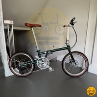Fnhon Gust 20” • 9 Gears Shimano Litepro KFun Innova Foldable Folding Foldie Bike Bicycle 406 Retro Green Dahon Tern