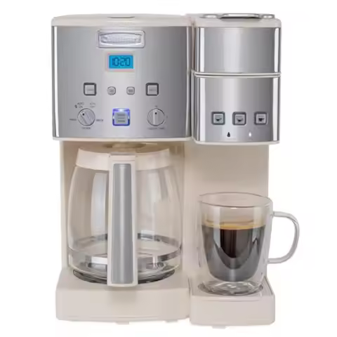 Single Serve 12 Cup Coffee Maker with 3 Sizes 6oz 8oz 10oz Cream SS-15P1CRM