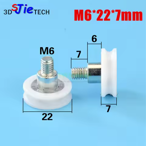 M6*22*7mm 6*22*7 M6 thread screw rolling pulley, drawer round track wheel, U groove guide wheel, DU2