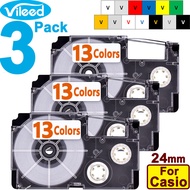 3 Pack 24mm Tape Cartridge for Casio EZ-label Printer KL-820 KL-G2 KL-P350W Print Label Black White Clear Red Blue Yellow Green Gold Silver XR-24WE XR-24WE1 XR-24X1 XR-24RD1 XR-24BU1 XR-24YW XR-24YW1 etc