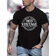 T Shirt T Vintage 1973 Print Mens T-Shirt Short Sleeve Classic Size