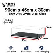 90x45x30cm (8mm) Ultra Crystal Clear Aquarium Tank | 92% Light Transmission