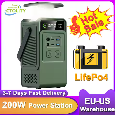 CTOLITY 200W Power Station Camping 192Wh Lifepo4 Power Bank 60000mAh Portable Charger Battery Emerge