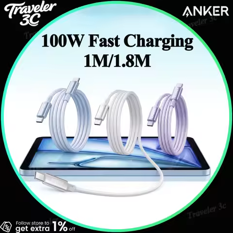 ANKER 100W Dual Type-C PD100W Data Cable Nylon Braided Cord Low-Temperature Fast Charging Customized