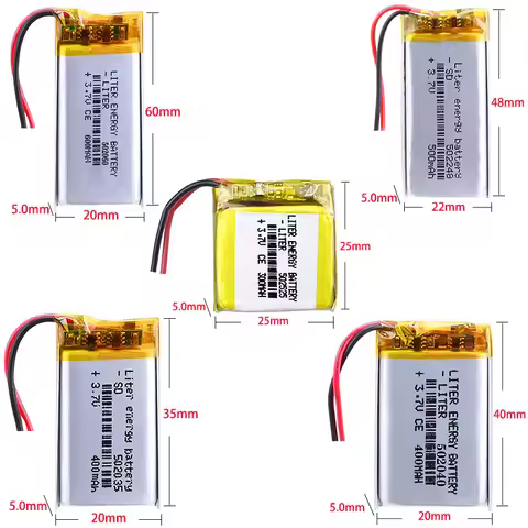 502035 400mah 502040 400mah 502060 600mah 502248 500mah 502525 300mah 3.7V Polymer Lithium Battery