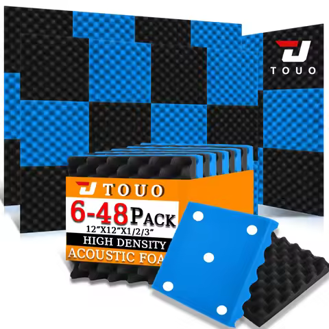 TOUO Office Wall Panels with Acoustic Foam Egg Crate 12"x12"x1/2/3" for Sound Absorbing Treatment