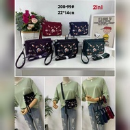Women's bag BOBO WOMEN'S SLING BAG FLOWER EMBROIDERY BB208 2Res 2 Straps - Maroon import branded Wom