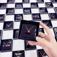 Japan ahkah Small Red Heart Necklace Same Style Simple Love Pendant 925 Sterling Silver Clavicle Cha