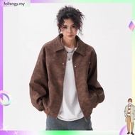 [K-2] Y2K Retro Snowflake Suede Jacket Wear Long-Sleeved Autumn Winter Warm Texture Low-Key Not Lost