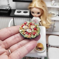 Caesar salad with chicken, salad for dolls, food for dolls house, food miniature