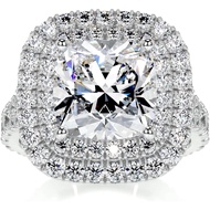 2CT-4CT Cushion Cut Double Halo Split Shank Engagement Ring Handmade Wedding Ring for Women Annivers