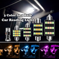 3 Color In 1 Car Interior LED Lamp Package Kit T10 & 31 36 39 41mm Light Bulb C5W W5W Festoon Indoor