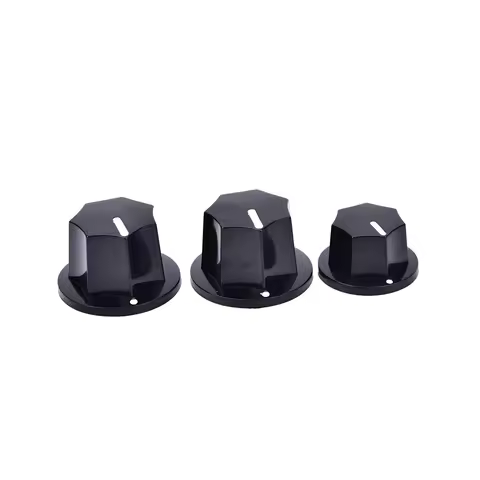3 Pcs Amp Volume Tone Control Knobs Plasti Black Vintage Style Jazz Bass Guitar Accessories
