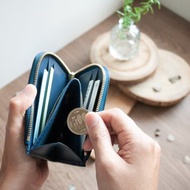 紺藍 5卡 L型拉鍊短夾錢包丨客製打字 日、港幣可放丨禮物紀念