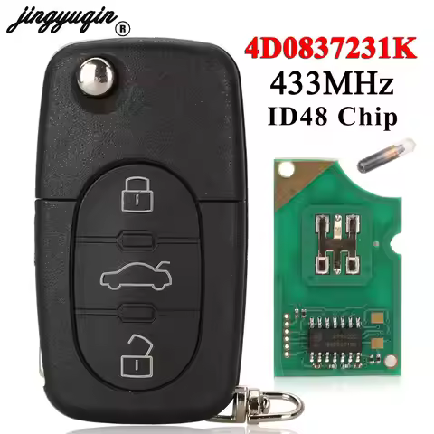 jingyuqin 3 Buttons Folding Car Remote Key 433MHz For Audi A2 A3 A4 A6 A8 TT Old Models id48 Chip 4D