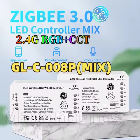 ZigBee RGB+CCT LED Strip Controller Pro Color White Light Mix Homey Alexa Echo Tuya App GL-RC-006Z R
