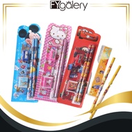 FYgalery Stationery Set 5 in 1 School Children's Stationery Eraser Ruler Pencil Sharpener Cute Chara