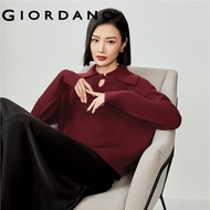 GIORDANO ผู้หญิง เสื้อกันหนาวกบจีนเสื้อคอปกใหญ่สีทึบเรียบนุ่มแฟชั่นสบายๆหลวมเสื้อกันหนาว Free Shipping 18354202