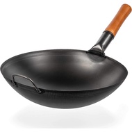 [SG STOCK] YOSUKATA Carbon Steel Wok Pan - 14"/36 cm Woks and Stir Fry Pans - Chinese Wok with Round Bottom Wok