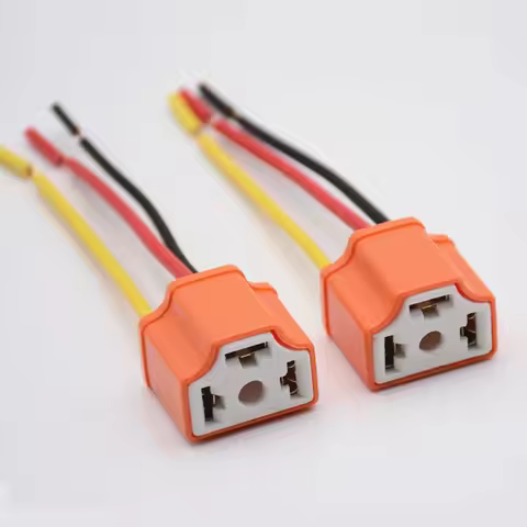 2Pcs/set Car H4 Ceramic Bulb Socket Copper Wire Wiring Bulb Plug Car Headlight Bulb Lampholder Light