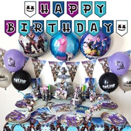 Fortnite Game Child Birthday Party Decoration Banner Balloon Set Paper Cup Plate Disposable Tableware
