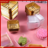 someryer|  100Pcs Packing Box Portable Safe Square Shape Plastic Moon Cake Boxes for Mooncakes