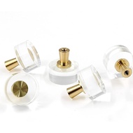 6Pcs Tombol Kabinet Bulat Akrilik - Tombol Lucite Emas, Tombol Laci Kaca Jernih, Tombol Laci Hiasan 
