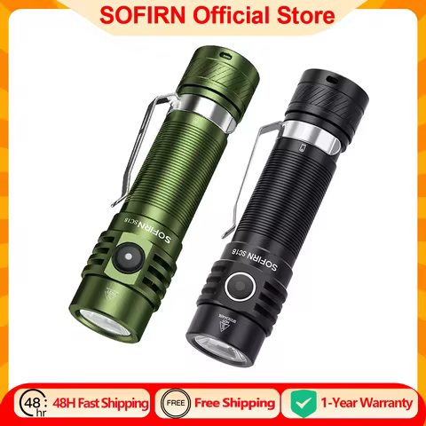 Sofirn SC18 1800lm EDC Flashlight USB C Rechargeable SST40 LED 18650 Torch TIR Optics Lens Lantern w