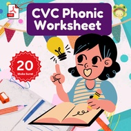 [PDF] CVC Phonics Worksheet – Color, Read, Circle & Trace (Umur 4–7 Tahun)