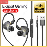 In-Ear Wired Headphone E-sports Gaming Earphone 3.5mm&USB Plug Computer Earphone HiFi Sound HD Call 