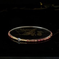 輕奢風 黑線紅紋石 14KGF Swarovski 水晶手鍊
