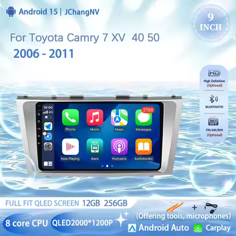 9" Android15 Car Stereo Radio for Toyota Camry 7 XV 40 50 2006 - 2011 Multimedia Player no 2 Din Spe