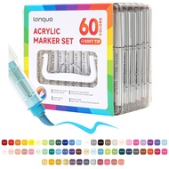 Languo Acrylic Marker Pen Set 60 สี ปากกาวาดแบบน้ำ ไม่ซีดจาง ไม่ซีดจาง ปากกาวาดแบบน้ำ กล่องของขวัญ ป