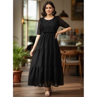 Georgette Casual Wear Gown Knee Length Western Dress