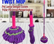 Alat Pel Lantai Putar Otomatis-Twist Mop Ungu-Alat Pel Viral-Magic Twist Mop