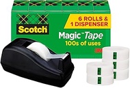 Scotch Magic Tape, 6 Rolls with Dispenser, Numerous Applications, Invisible, Engineered for Repairin
