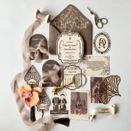 Keepsake wedding Vows Vintage Handmade wedding Invitations wedding Invitations