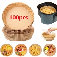 100pcs Nonstick Air Fryer Paper Disposable Liner Non-Stick Mat Steamer Baking Microwave Oven Parchment Paper Cheesecake Kitchen Cookers Round