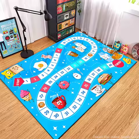 Children’s Snakes and Ladders Game Playmat Rug Carpet for Bedroom Living Playroom Fun Learning Floor